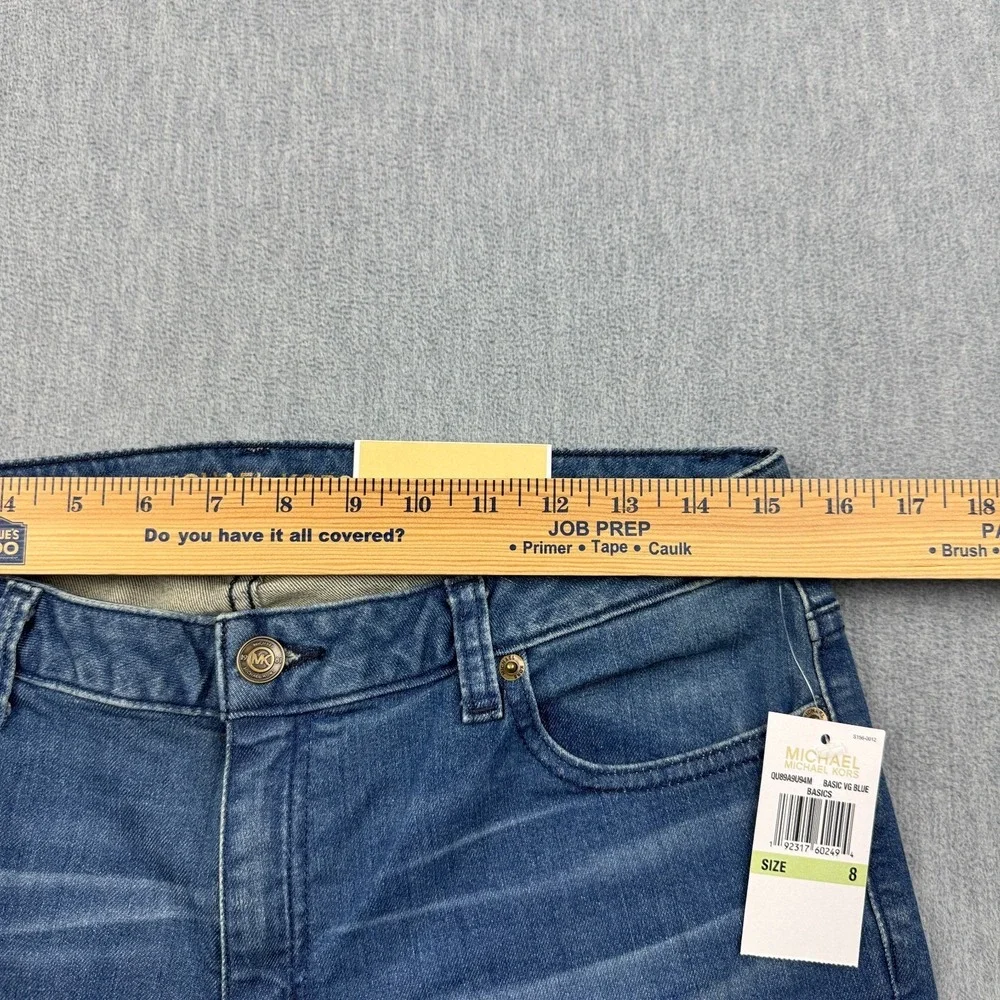 Michael Kors Jeans Women 8 Blue Izzy Skinny Raw Release Fray Hem Denim Pants NWT